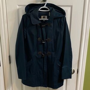 LBD Laundry by Design Navy Toggle Hooded Women's Rain Coat Jacket Size Large